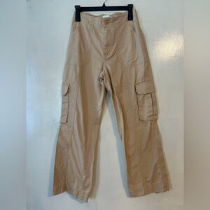 Abercrombie & Fitch tan wide leg cargo pants size 4S preppy 90s boho